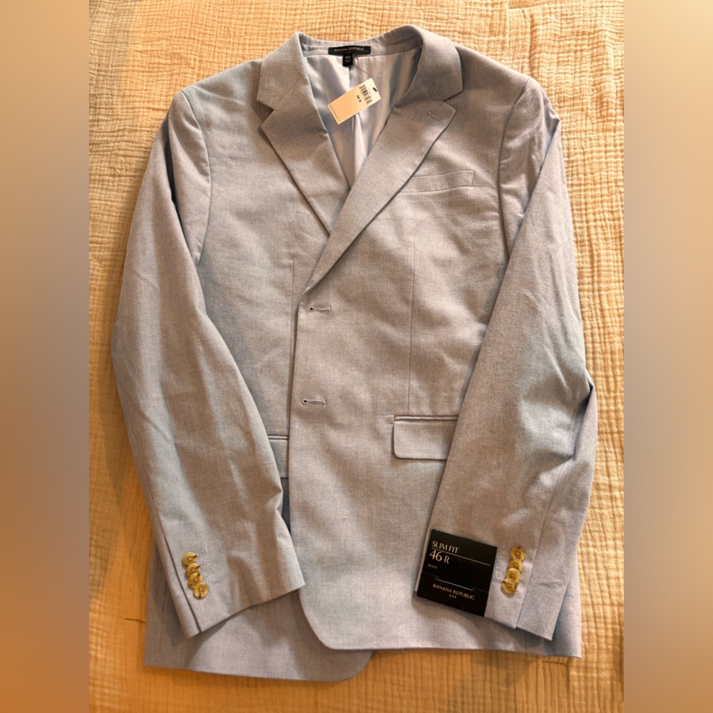 Men’s Banana Republic Sports Coat Suit Style Jacket Light Blue 46R Slim Fit New!